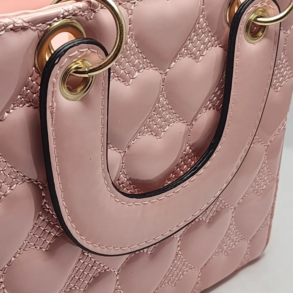 Quilted Heart Top Handle Handbag